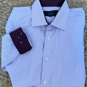 L & Z Royal Boys Long Sleeve Squared Lavender design Dress Shirt